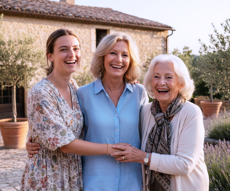 three generations happy and healthy